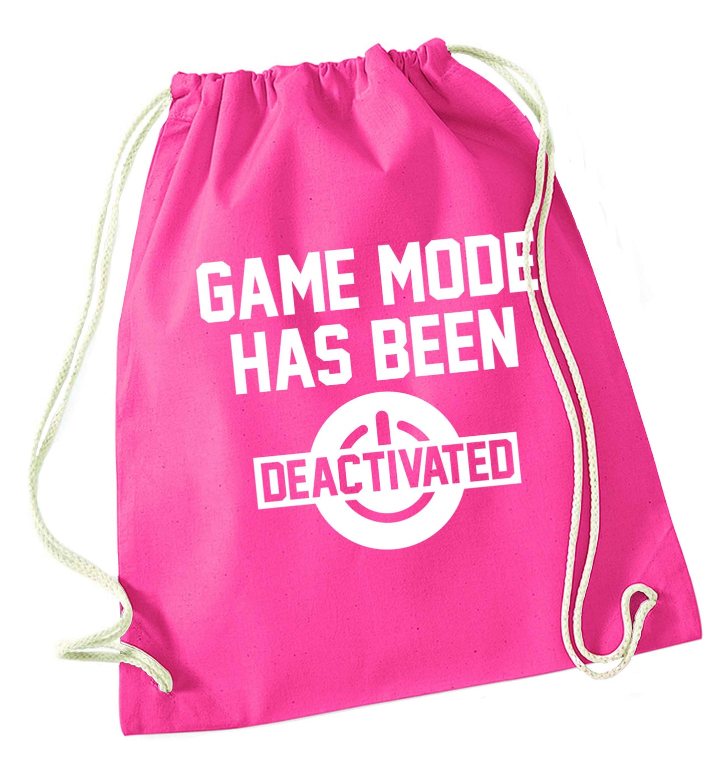 Game Mode Has Been Deactivated pink drawstring bag