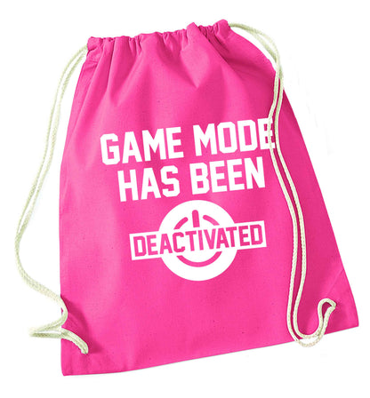 Game Mode Has Been Deactivated pink drawstring bag
