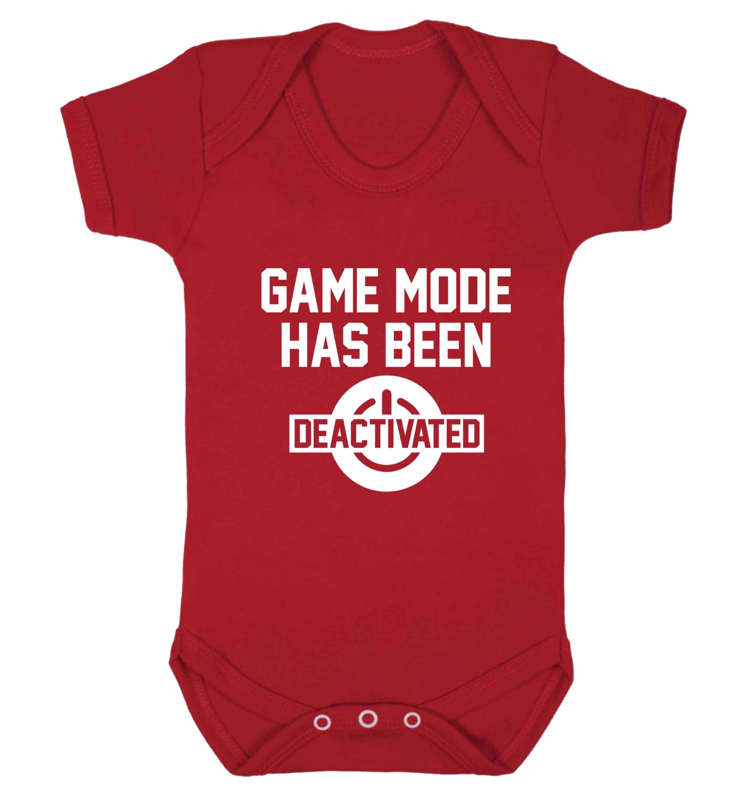 Game Mode Has Been Deactivated baby vest red 18-24 months