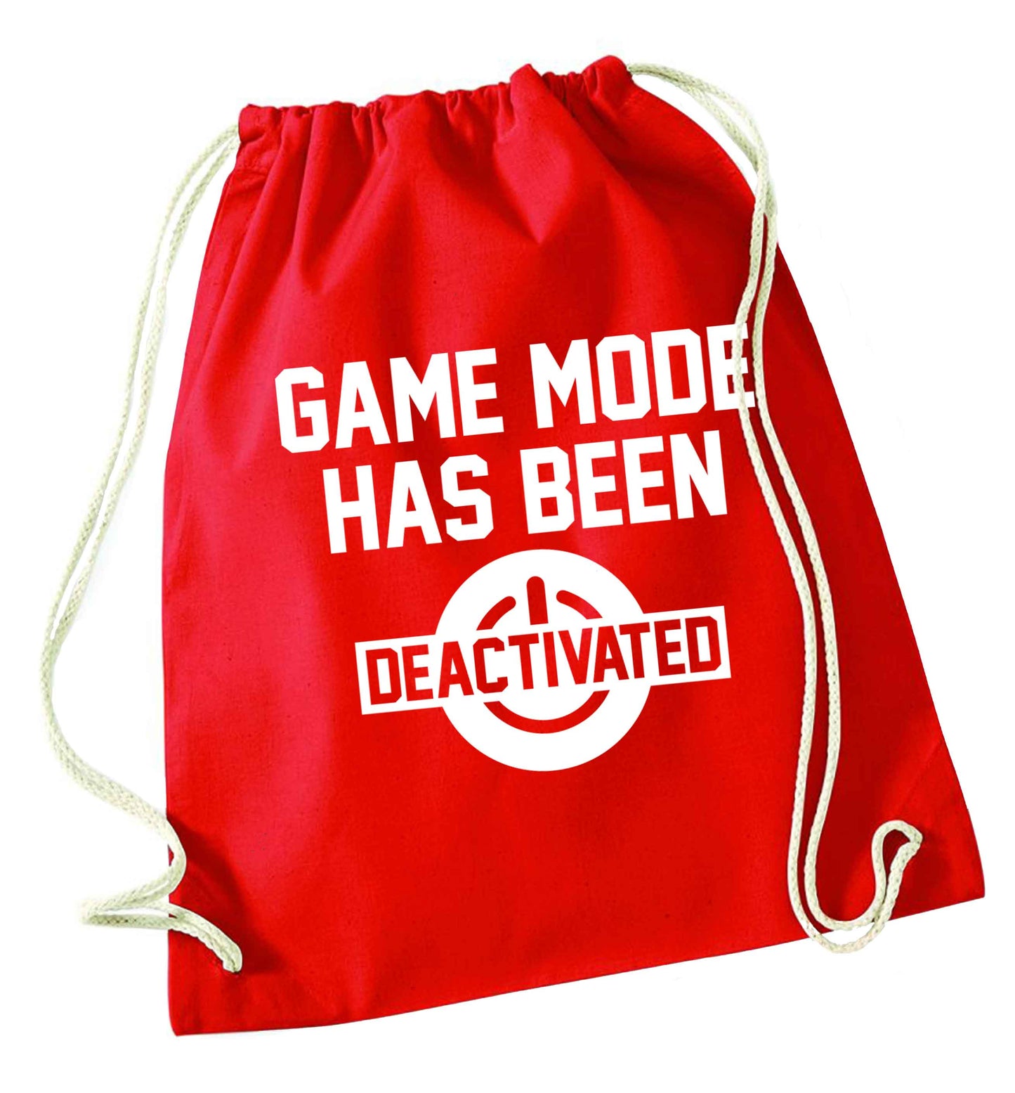 Game Mode Has Been Deactivated red drawstring bag 