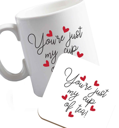 10 oz Favourite Type Pan Pancake ceramic mug and coaster set right handed