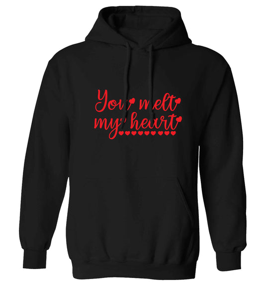 You melt my heart adults unisex black hoodie 2XL