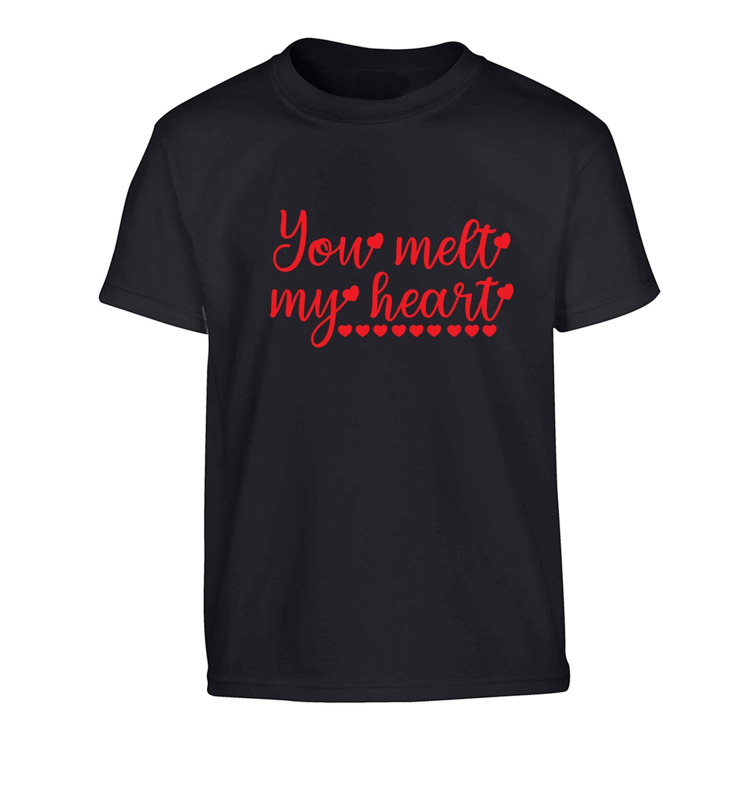 You melt my heart Children's black Tshirt 12-13 Years