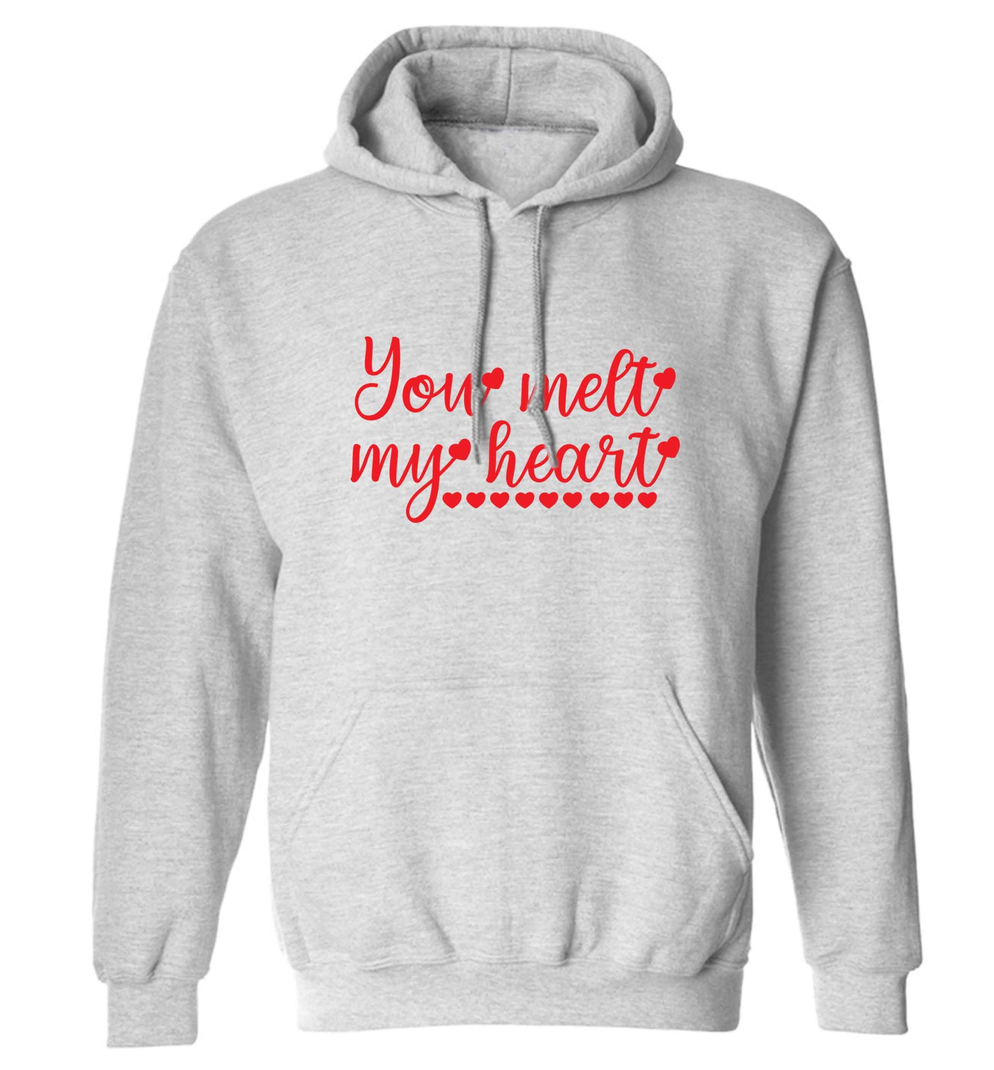 You melt my heart adults unisex grey hoodie 2XL