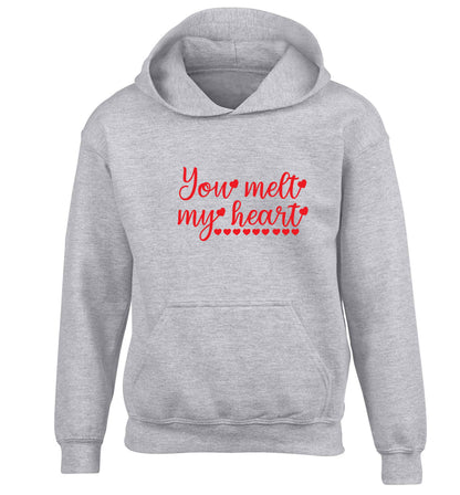 You melt my heart children's grey hoodie 12-13 Years