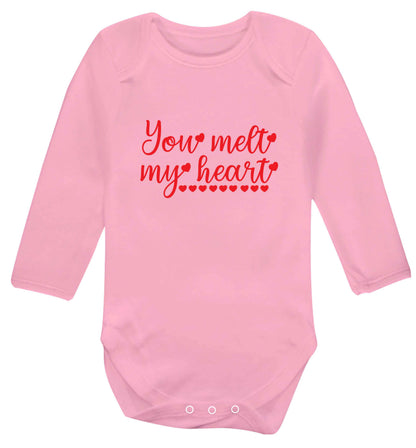 You melt my heart baby vest long sleeved pale pink 6-12 months