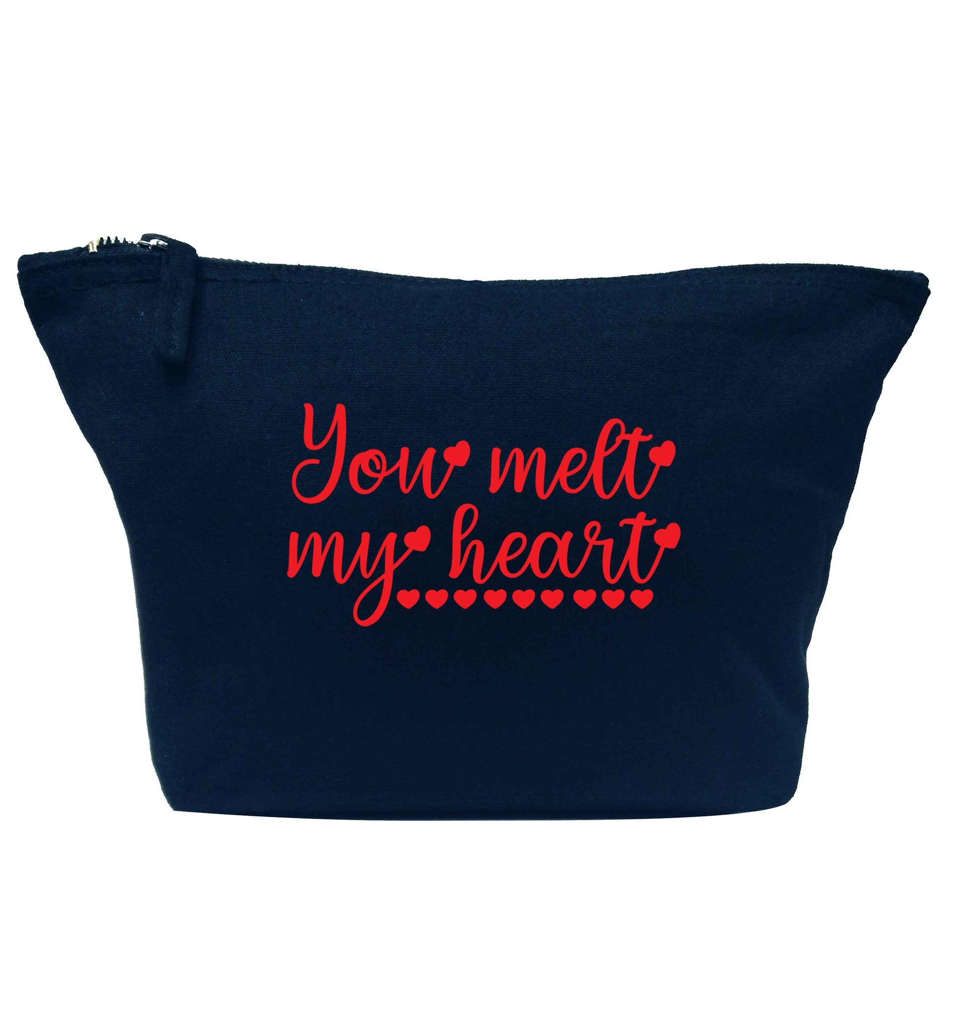 You melt my heart navy makeup bag