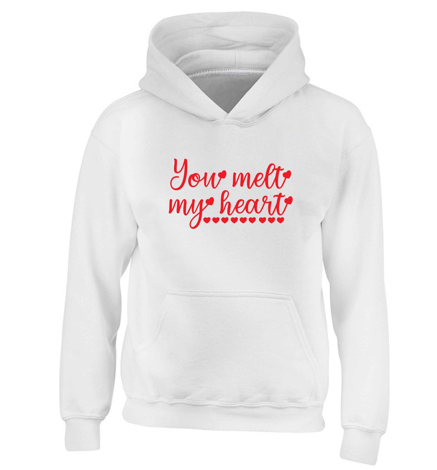 You melt my heart children's white hoodie 12-13 Years