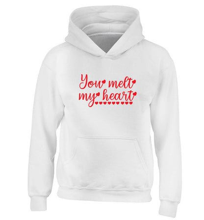 You melt my heart children's white hoodie 12-13 Years