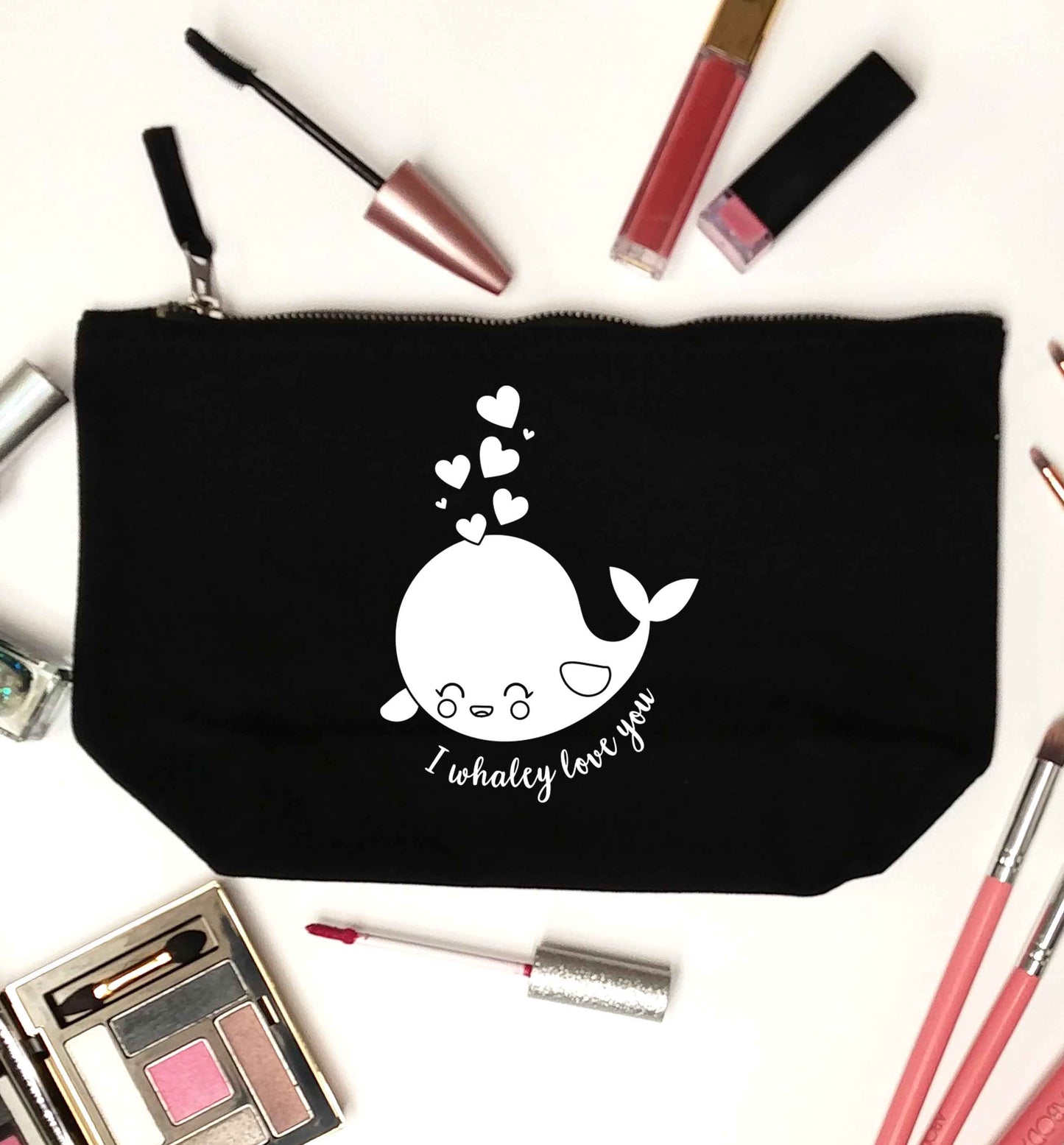 I whaley love you black makeup bag