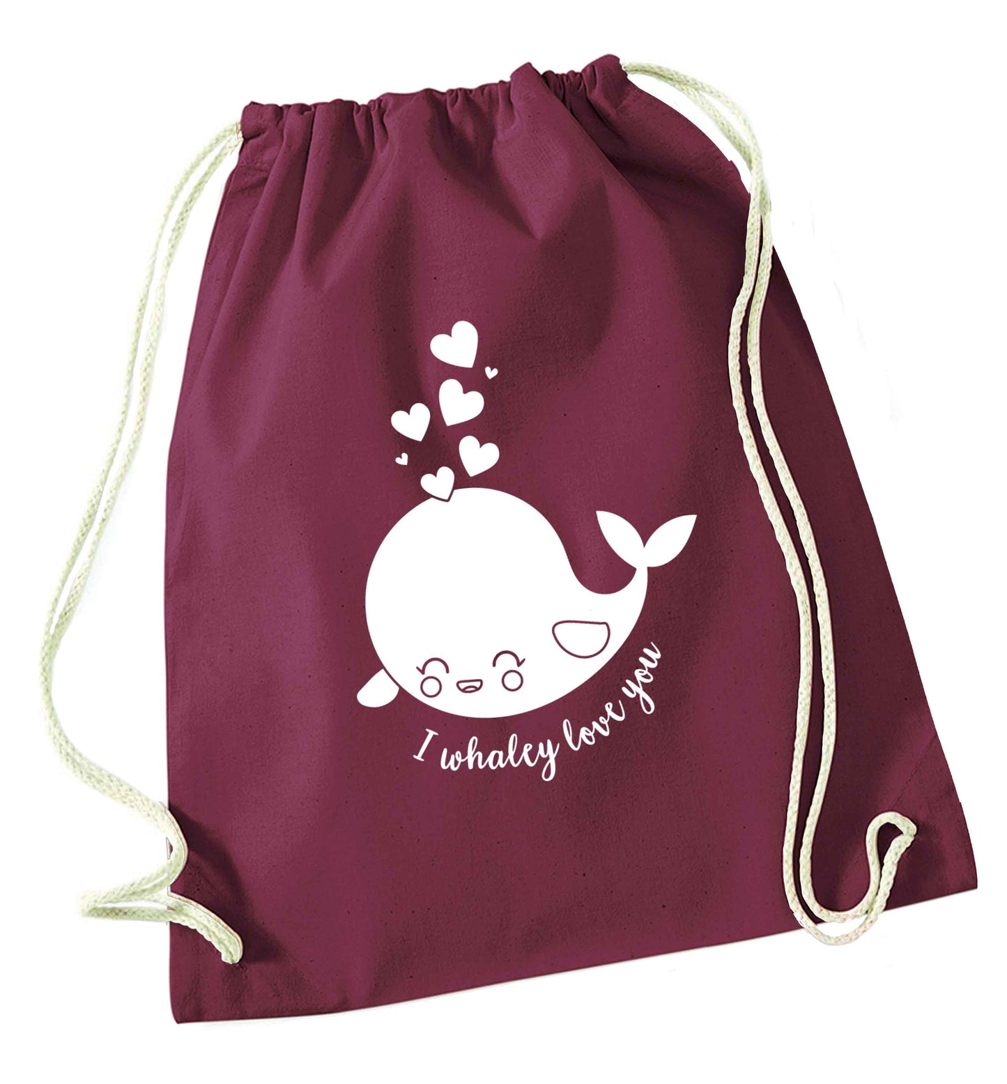 I whaley love you maroon drawstring bag