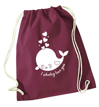 I whaley love you maroon drawstring bag