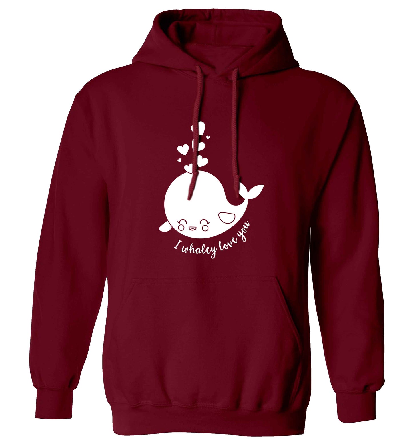 I whaley love you adults unisex maroon hoodie 2XL