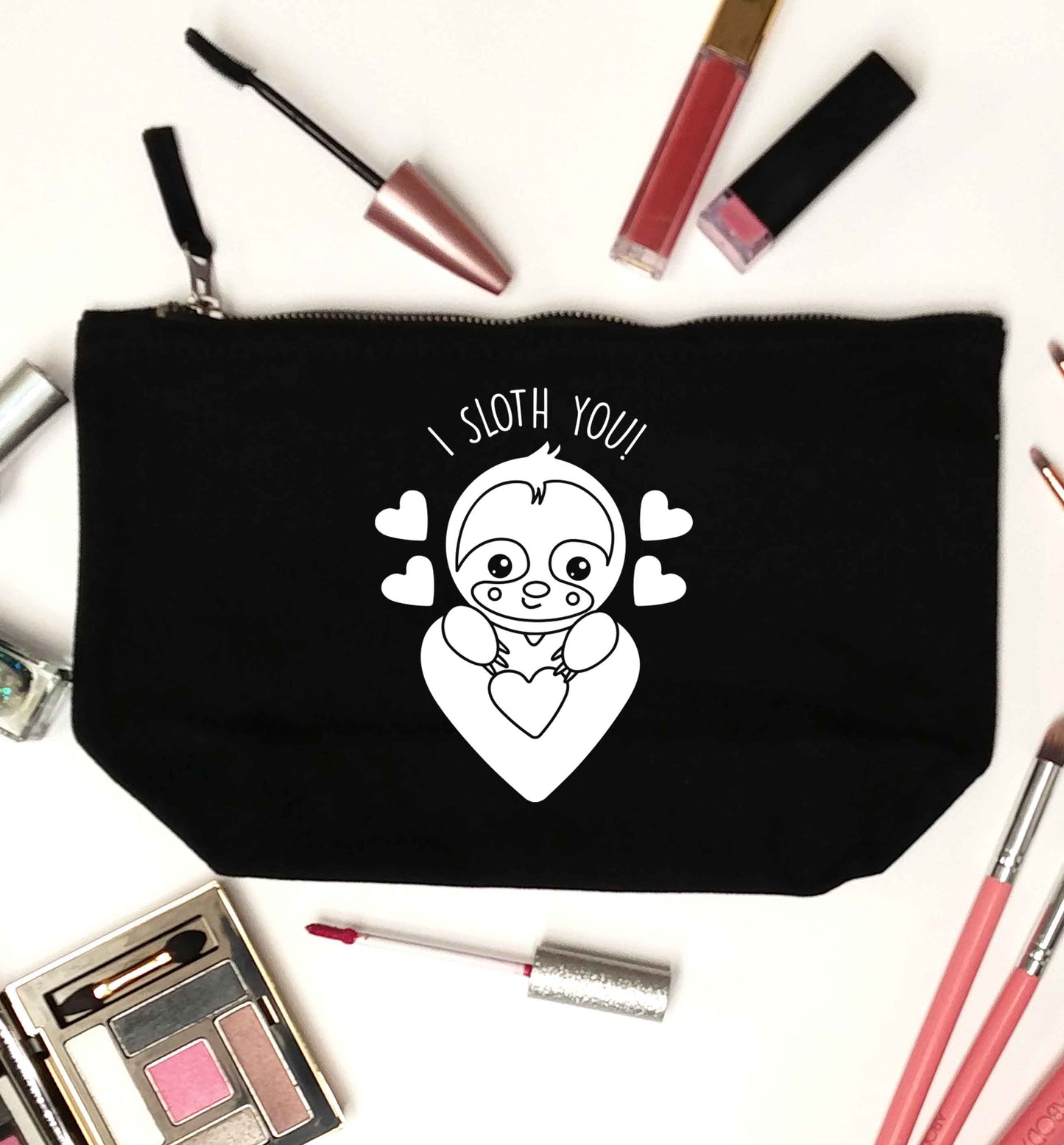 I sloth you black makeup bag