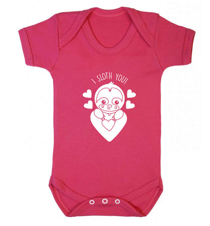 I sloth you baby vest dark pink 18-24 months