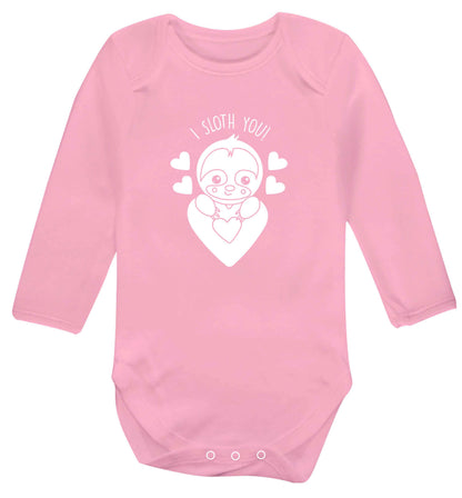 I sloth you baby vest long sleeved pale pink 6-12 months
