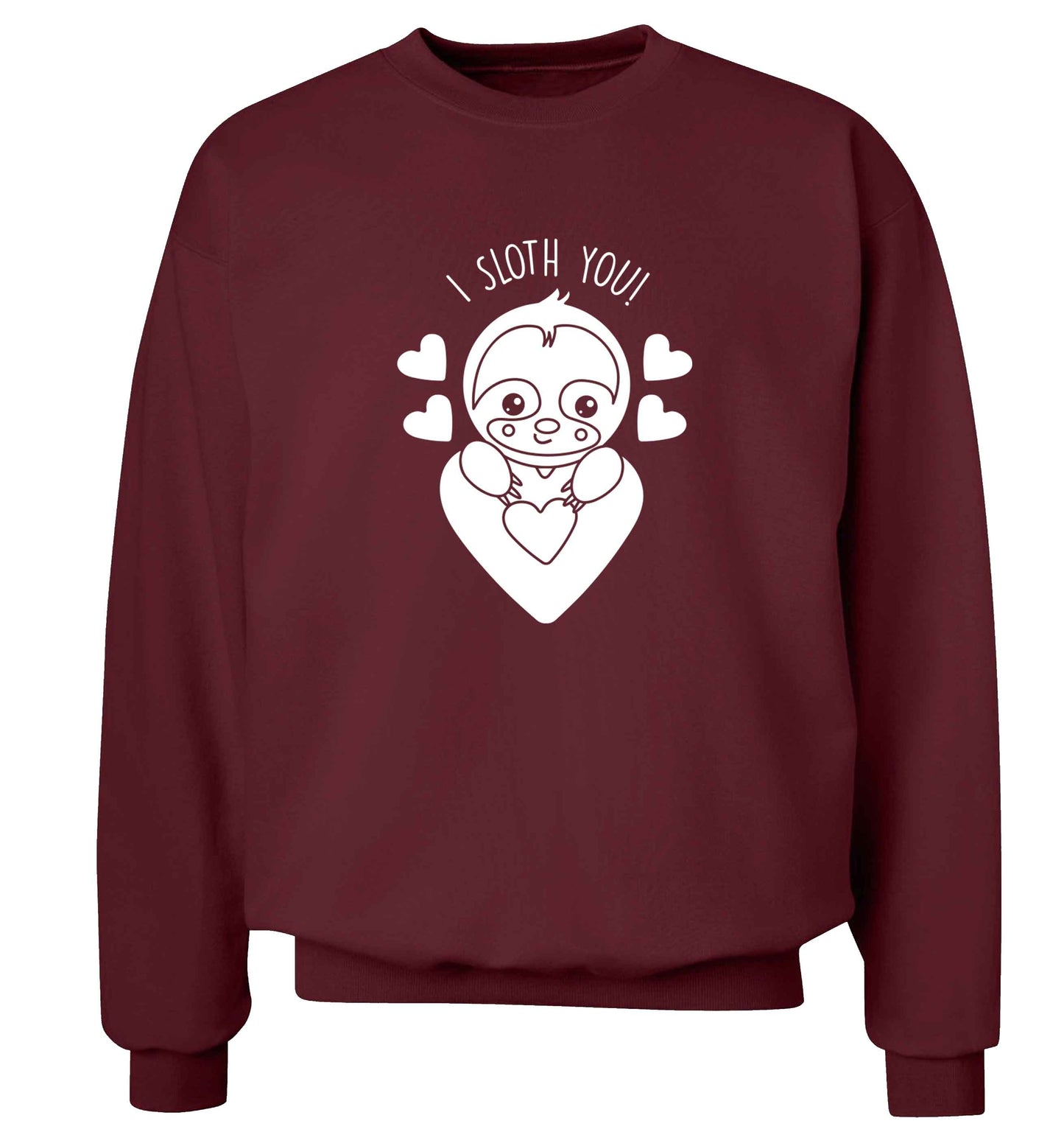 I sloth you adult's unisex maroon sweater 2XL