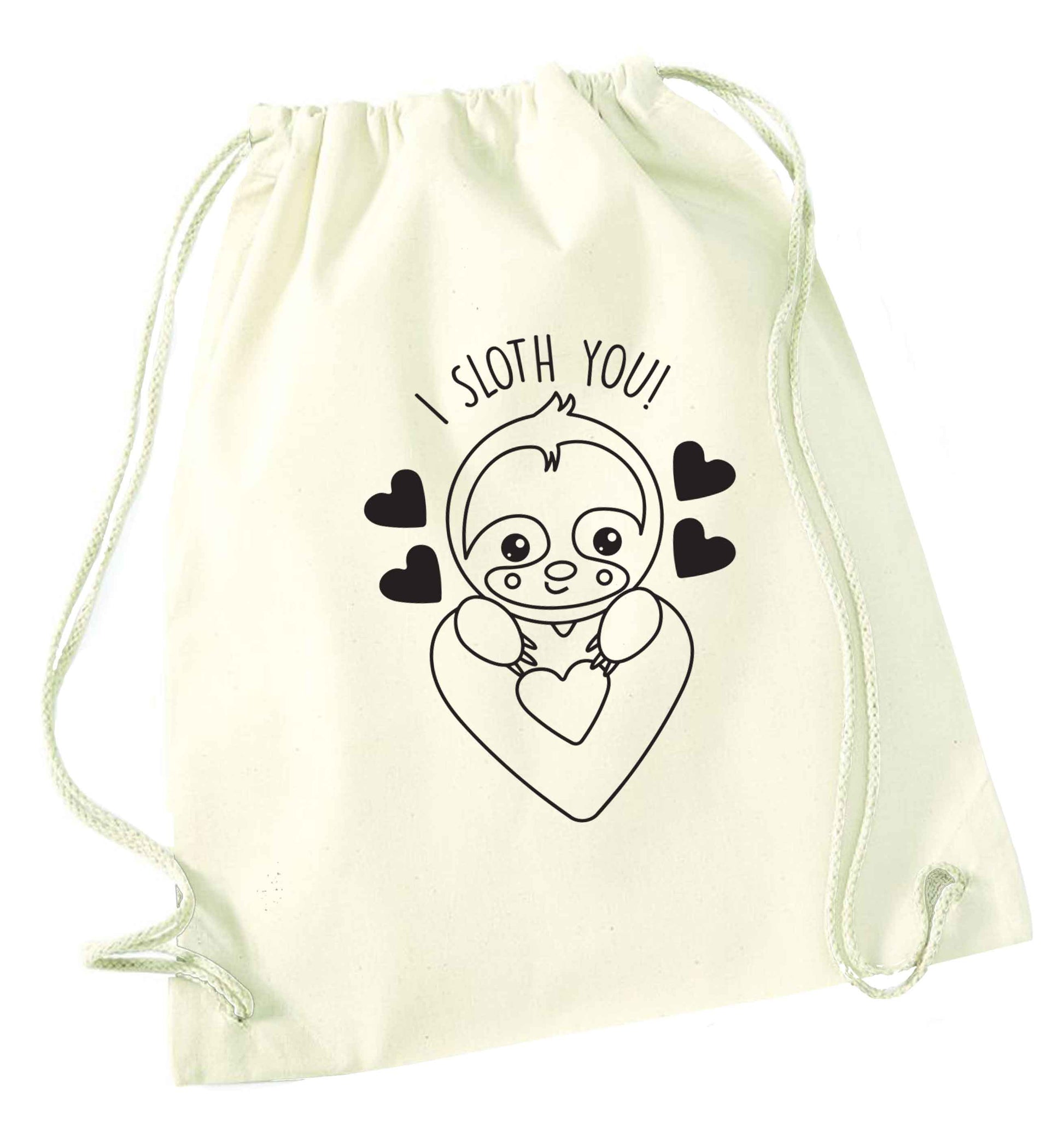 I sloth you natural drawstring bag