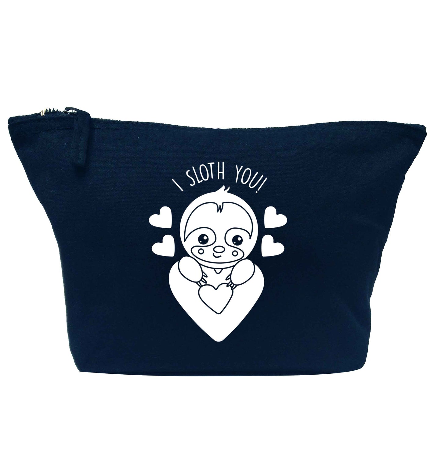 I sloth you navy makeup bag