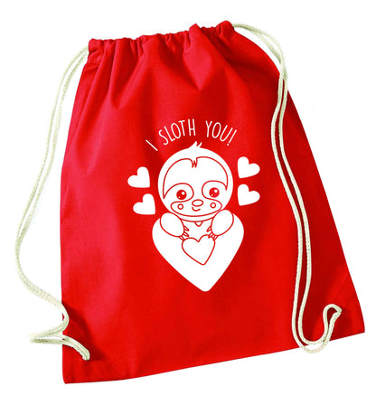 I sloth you red drawstring bag 