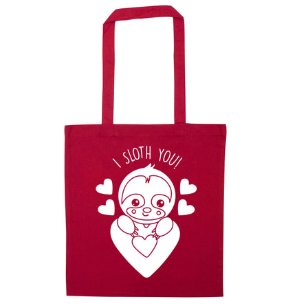 I sloth you red tote bag