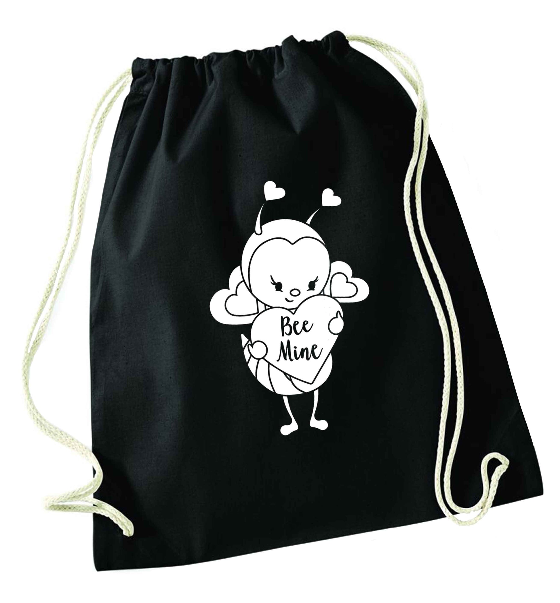 Bee mine black drawstring bag