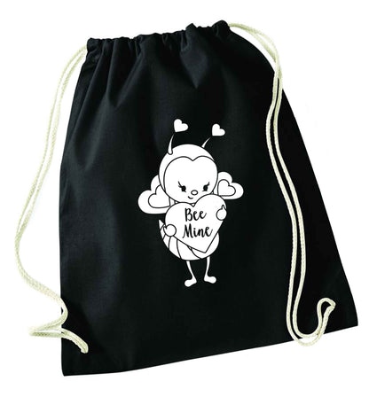 Bee mine black drawstring bag