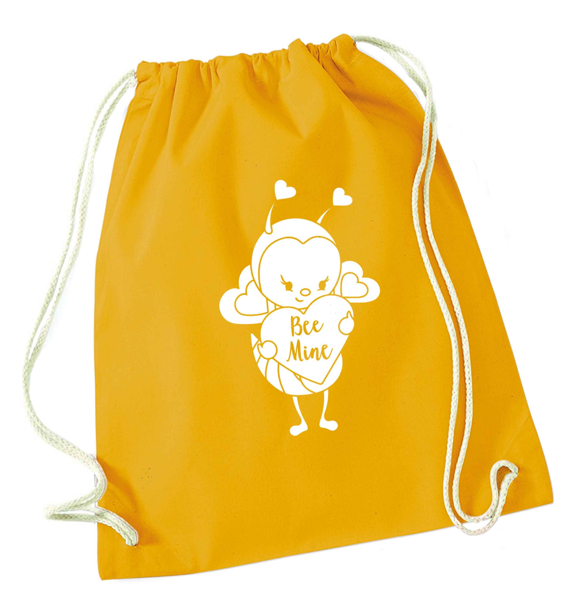 Bee mine mustard drawstring bag