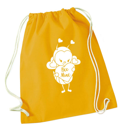 Bee mine mustard drawstring bag