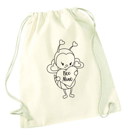Bee mine natural drawstring bag