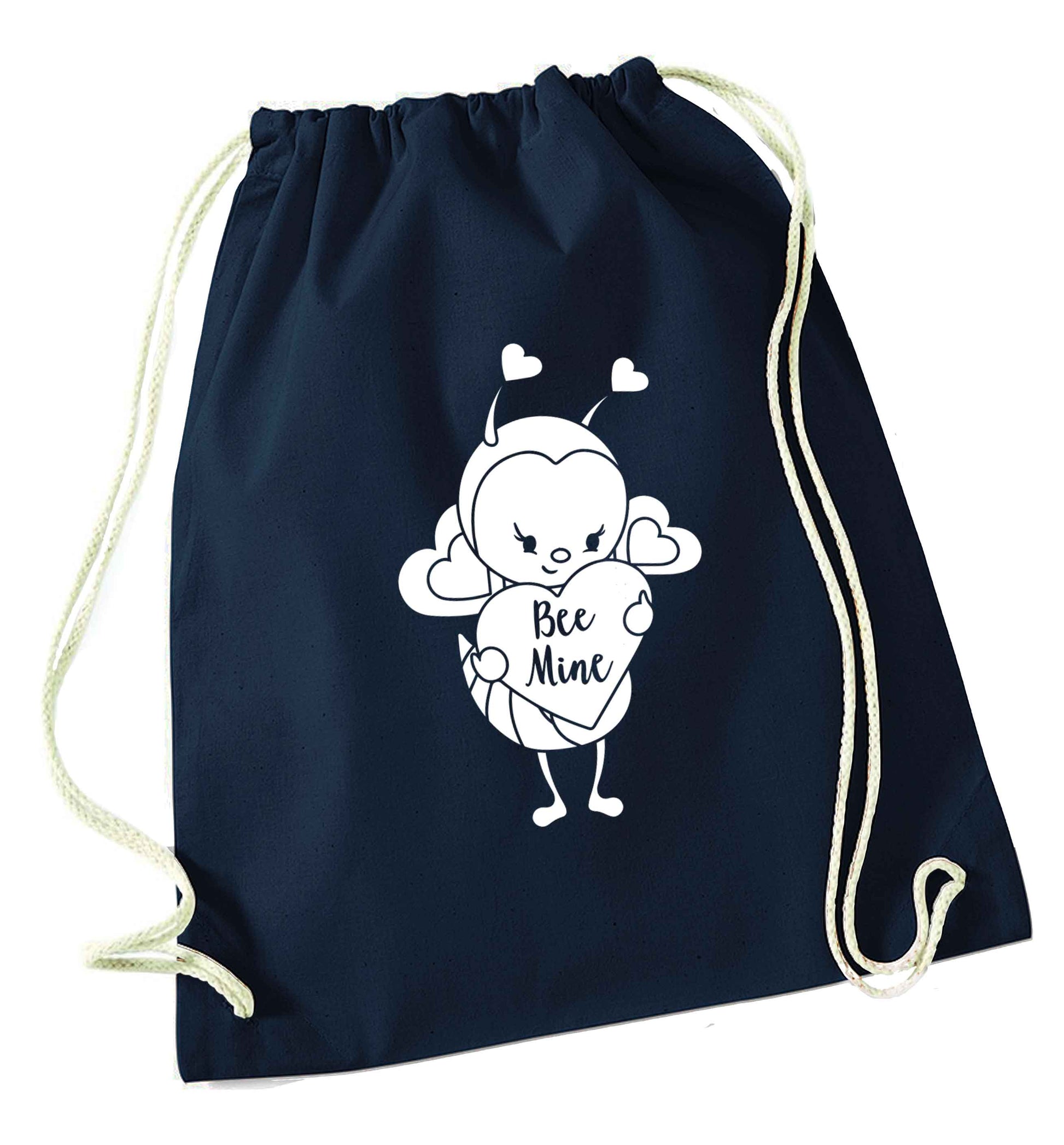 Bee mine navy drawstring bag