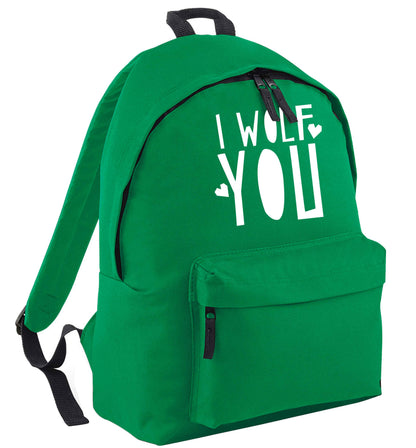 I wolf you green adults backpack