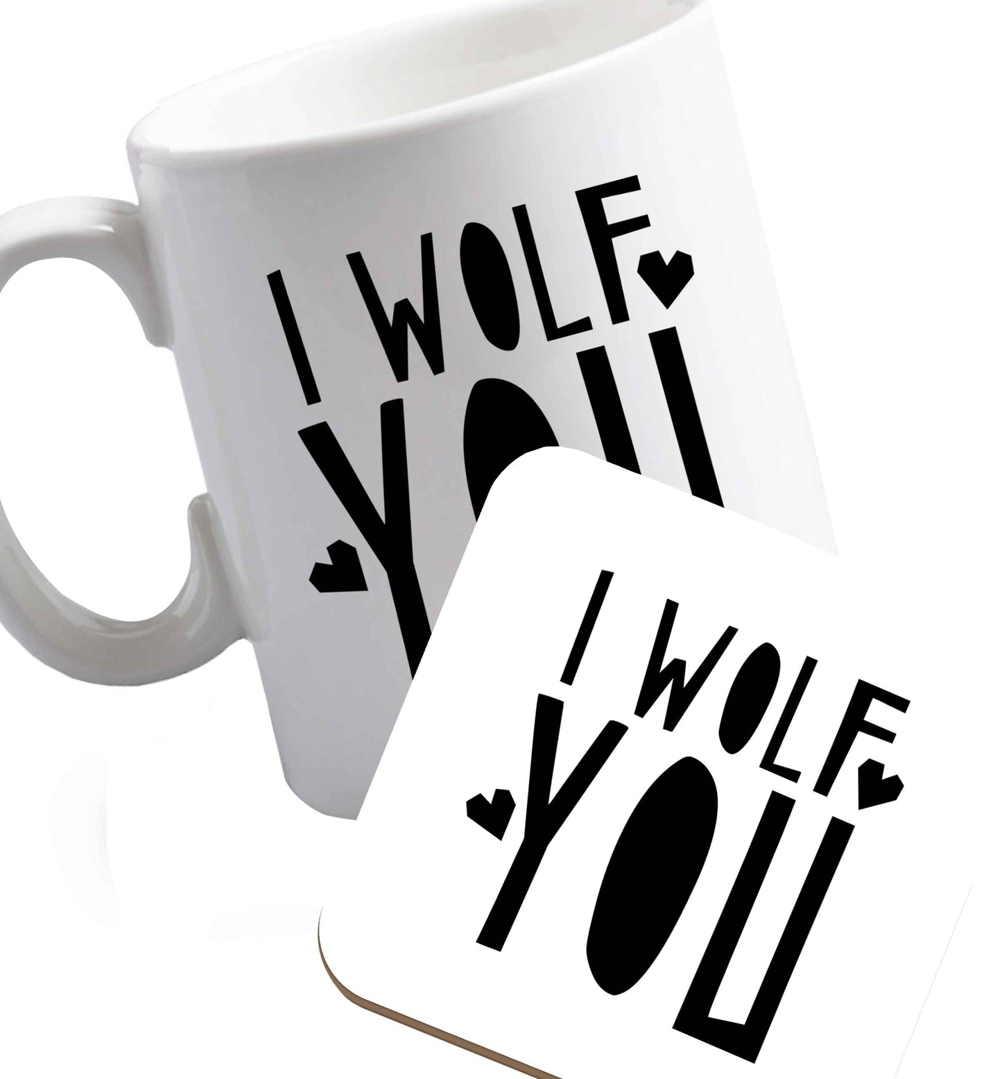 10 oz Favourite Type Pan Pancake ceramic mug and coaster set right handed