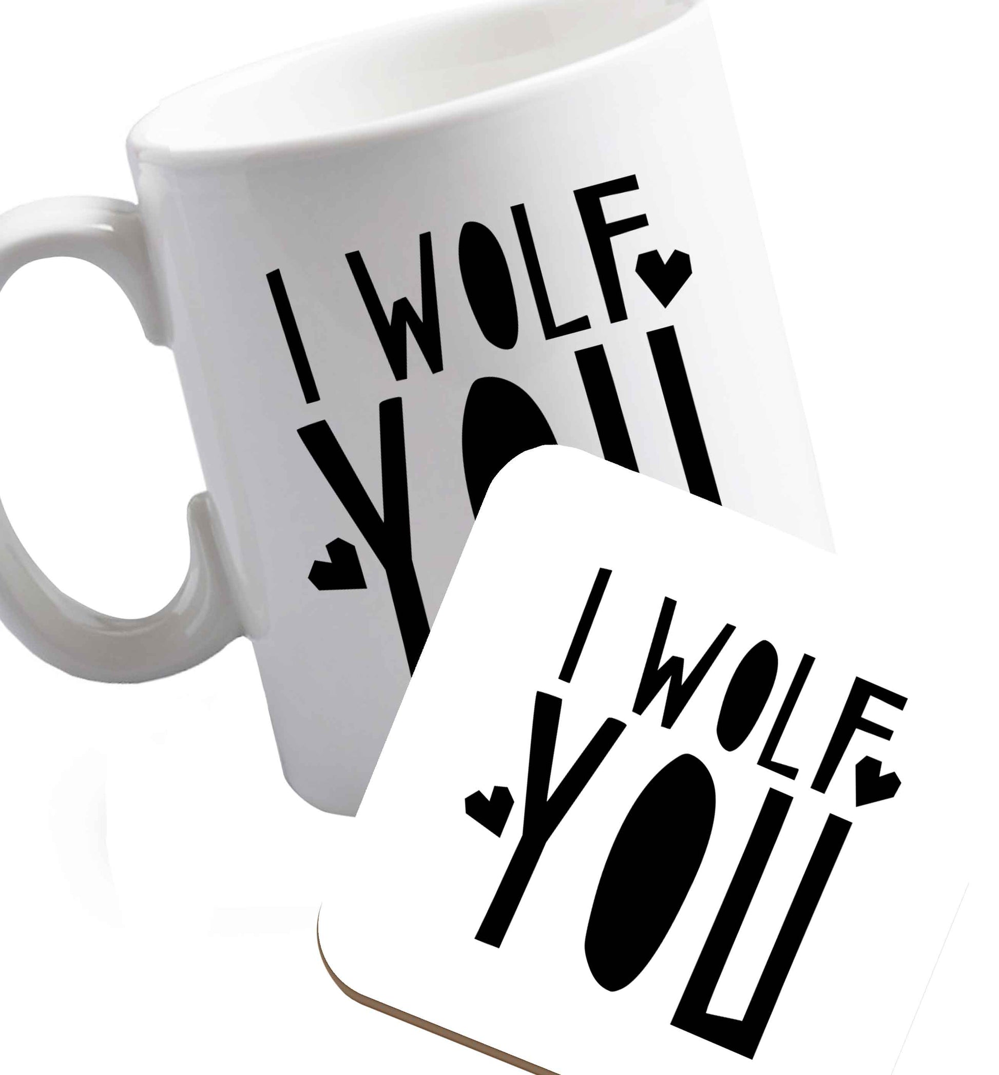 10 oz Favourite Type Pan Pancake ceramic mug and coaster set right handed