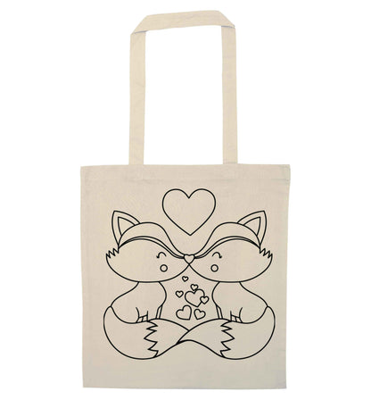 Valentines fox illustration natural tote bag