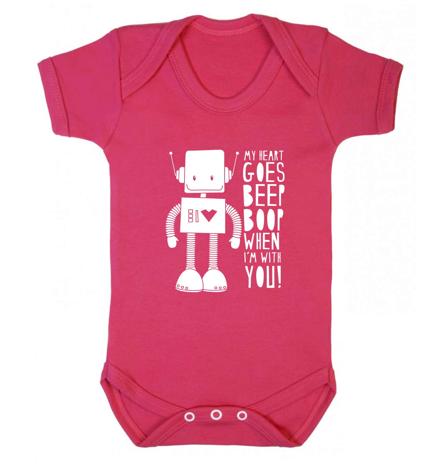 My heart goes beep boop when I'm with you baby vest dark pink 18-24 months