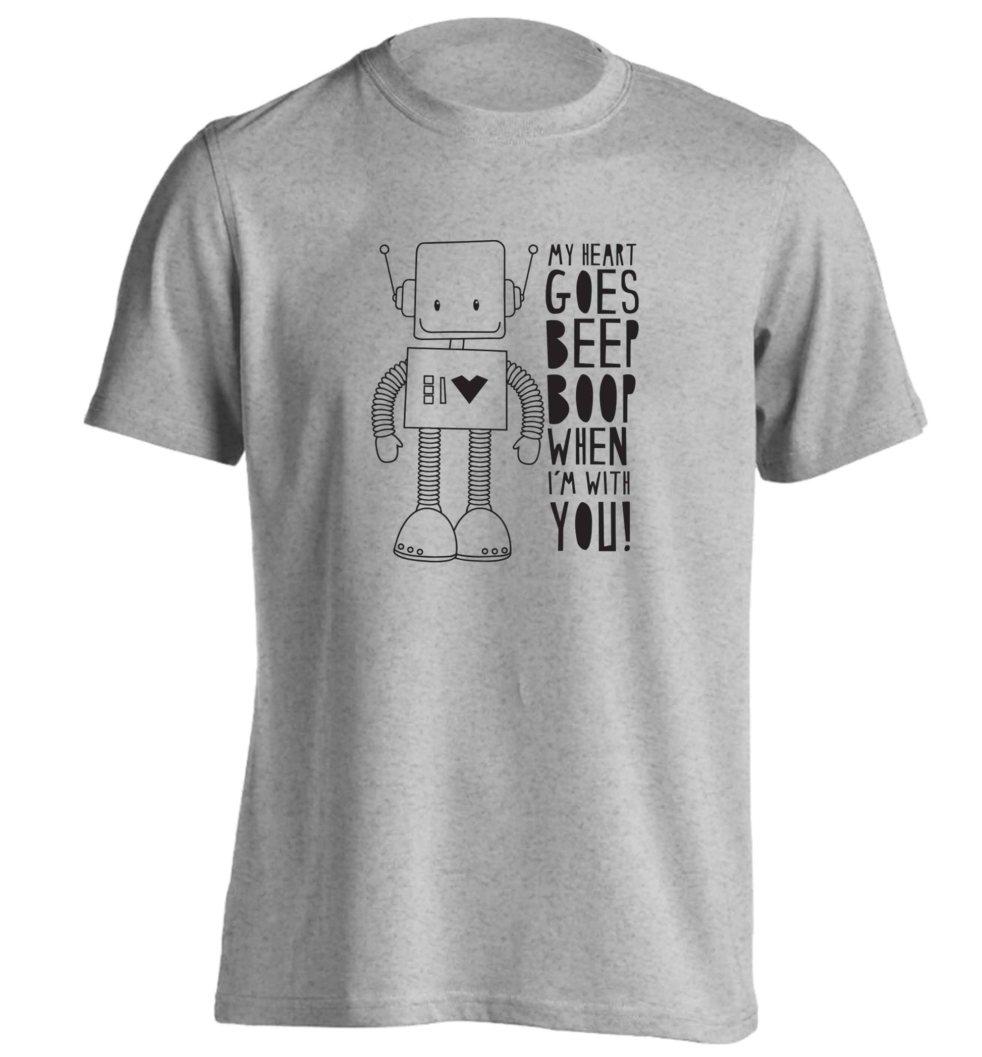 My heart goes beep boop when I'm with you adults unisex grey Tshirt 2XL