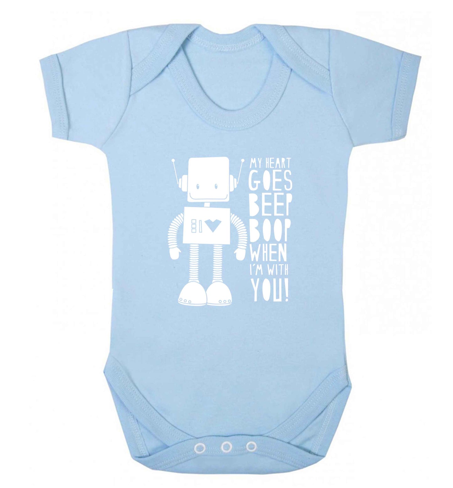 My heart goes beep boop when I'm with you baby vest pale blue 18-24 months