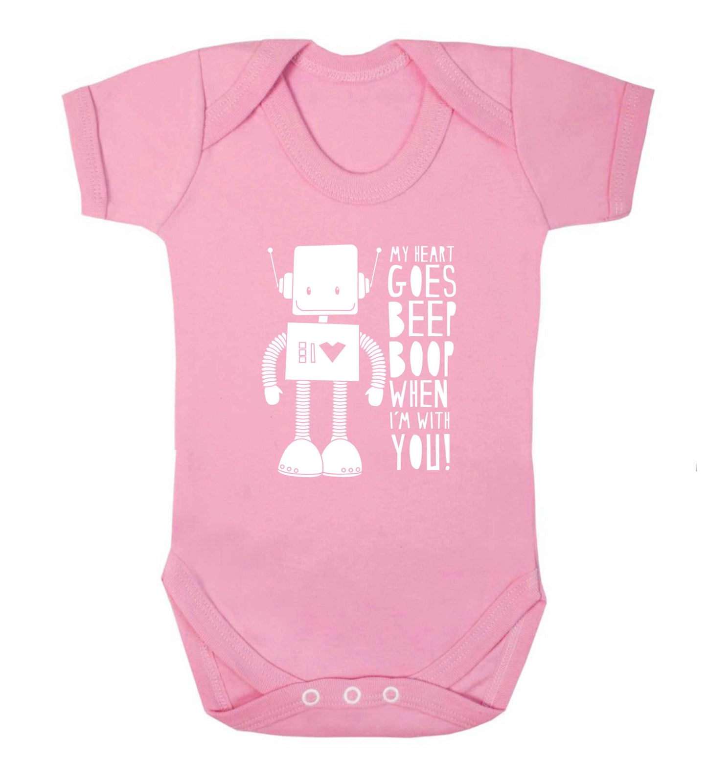 My heart goes beep boop when I'm with you baby vest pale pink 18-24 months