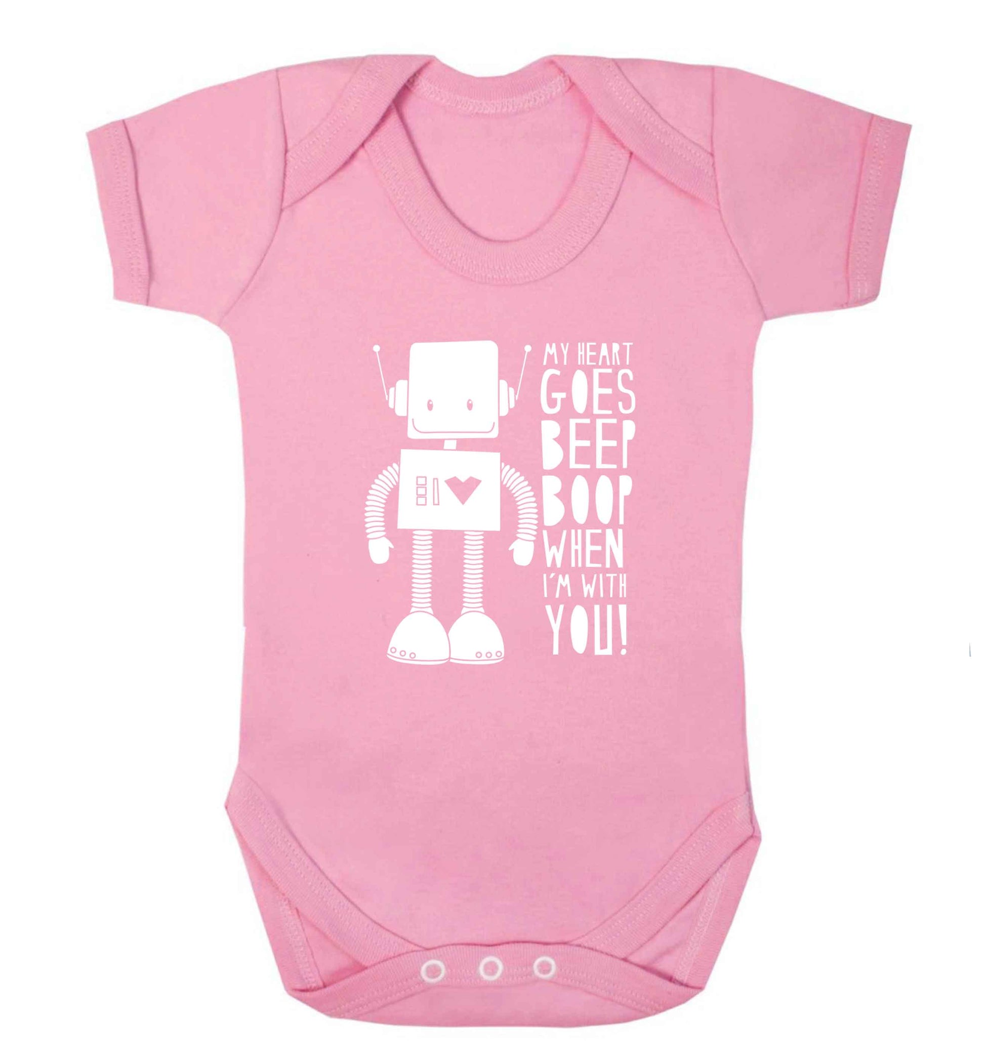 My heart goes beep boop when I'm with you baby vest pale pink 18-24 months