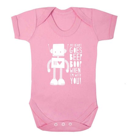 My heart goes beep boop when I'm with you baby vest pale pink 18-24 months