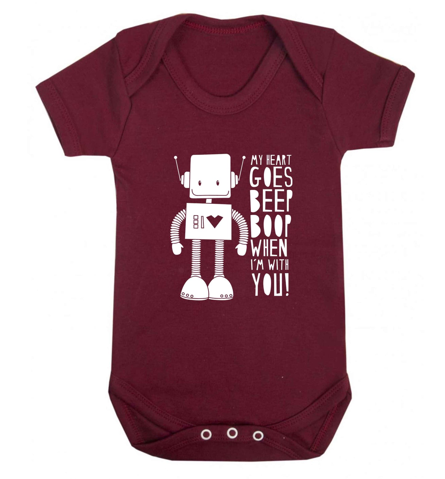 My heart goes beep boop when I'm with you baby vest maroon 18-24 months