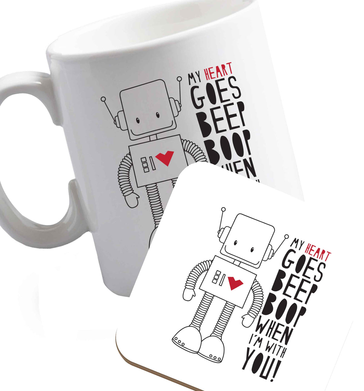 10 oz Favourite Type Pan Pancake ceramic mug and coaster set right handed
