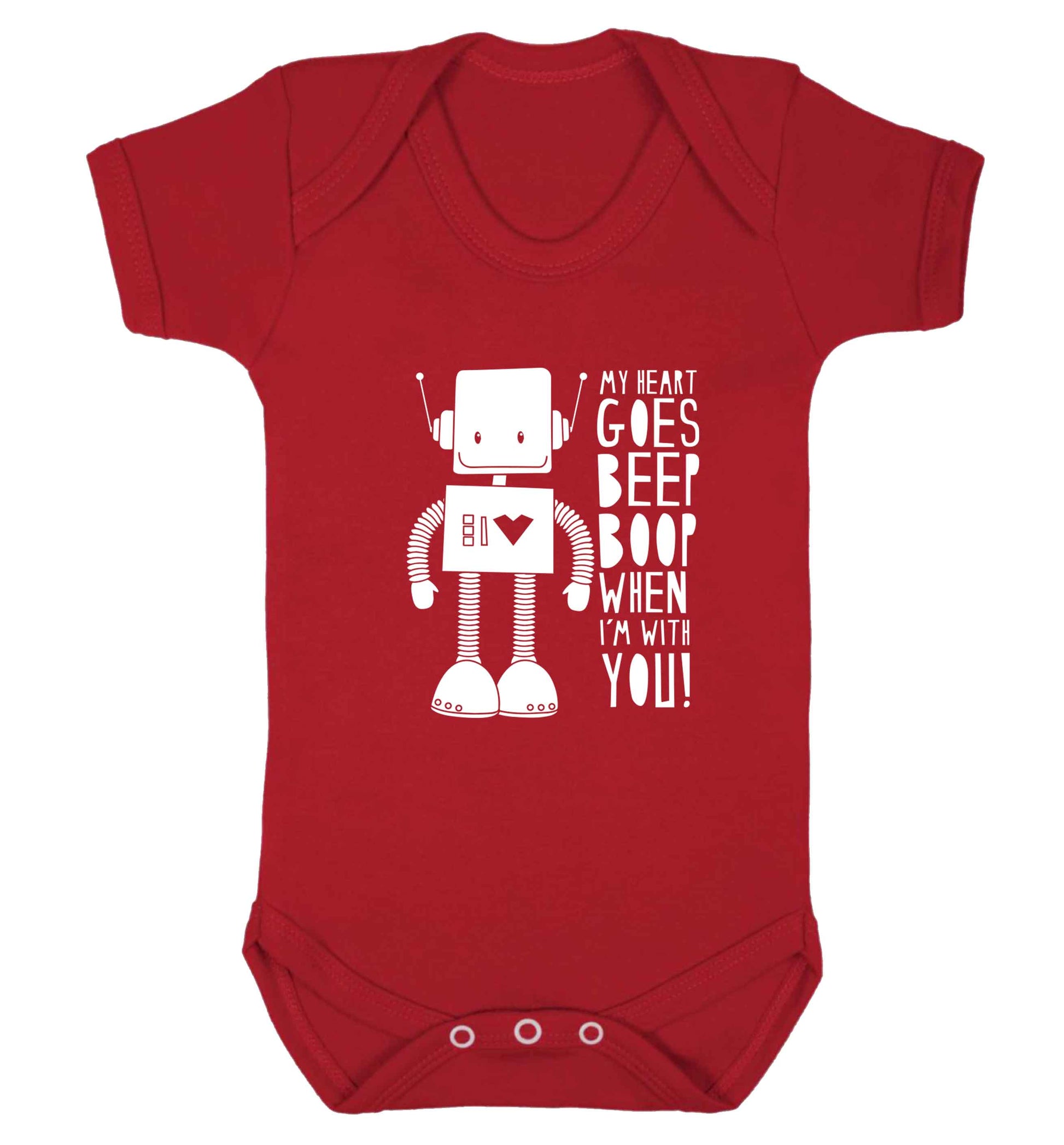 My heart goes beep boop when I'm with you baby vest red 18-24 months