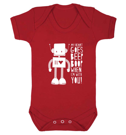 My heart goes beep boop when I'm with you baby vest red 18-24 months