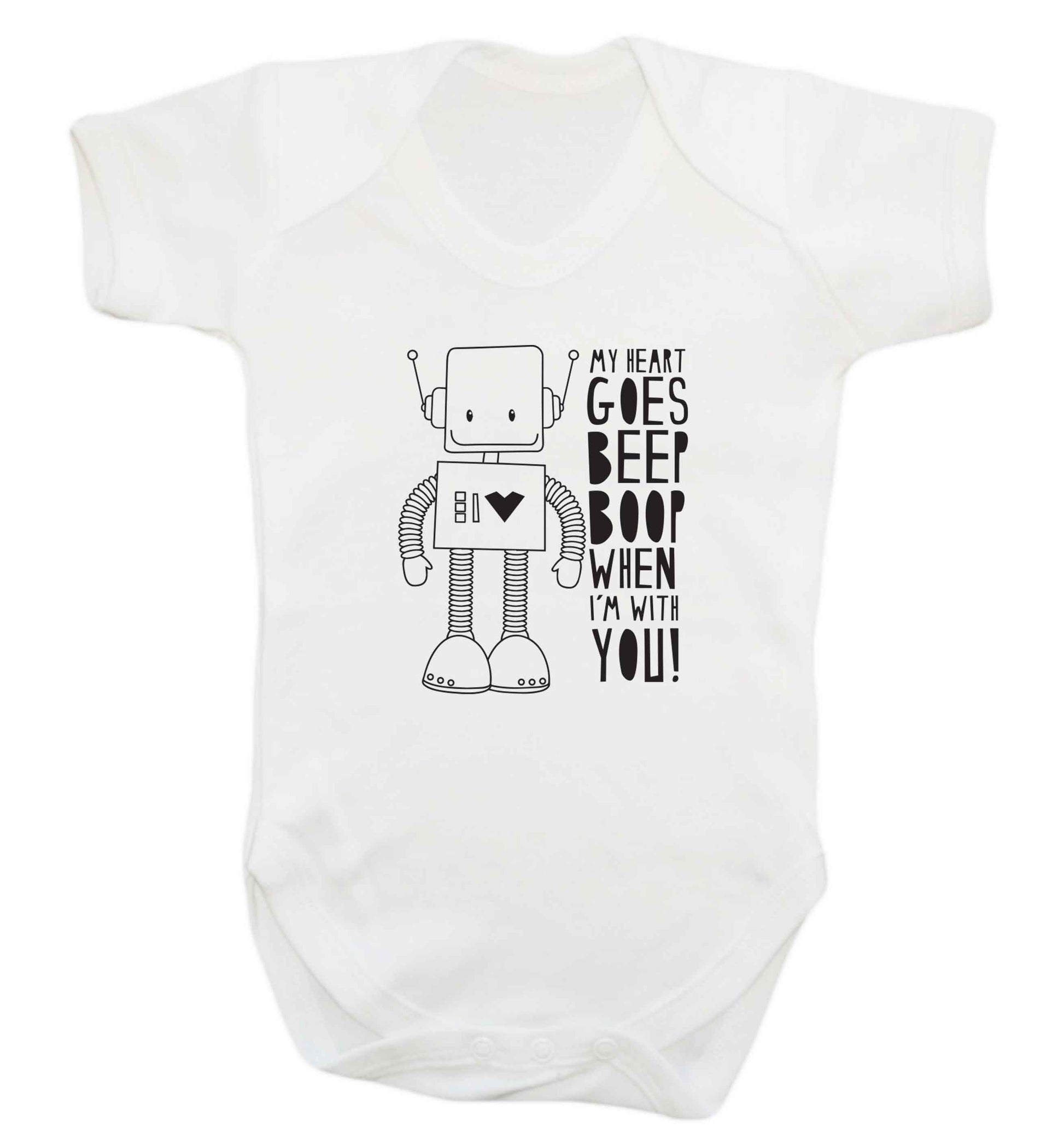 My heart goes beep boop when I'm with you baby vest white 18-24 months