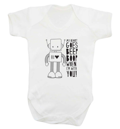 My heart goes beep boop when I'm with you baby vest white 18-24 months