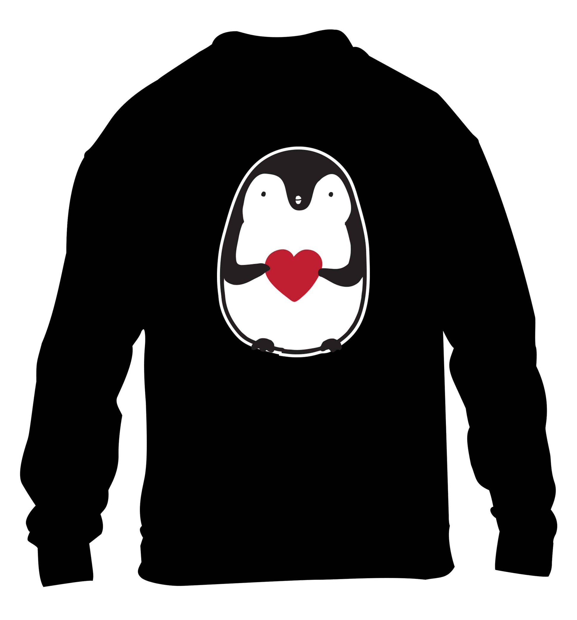 Cute penguin heart children's black sweater 12-13 Years