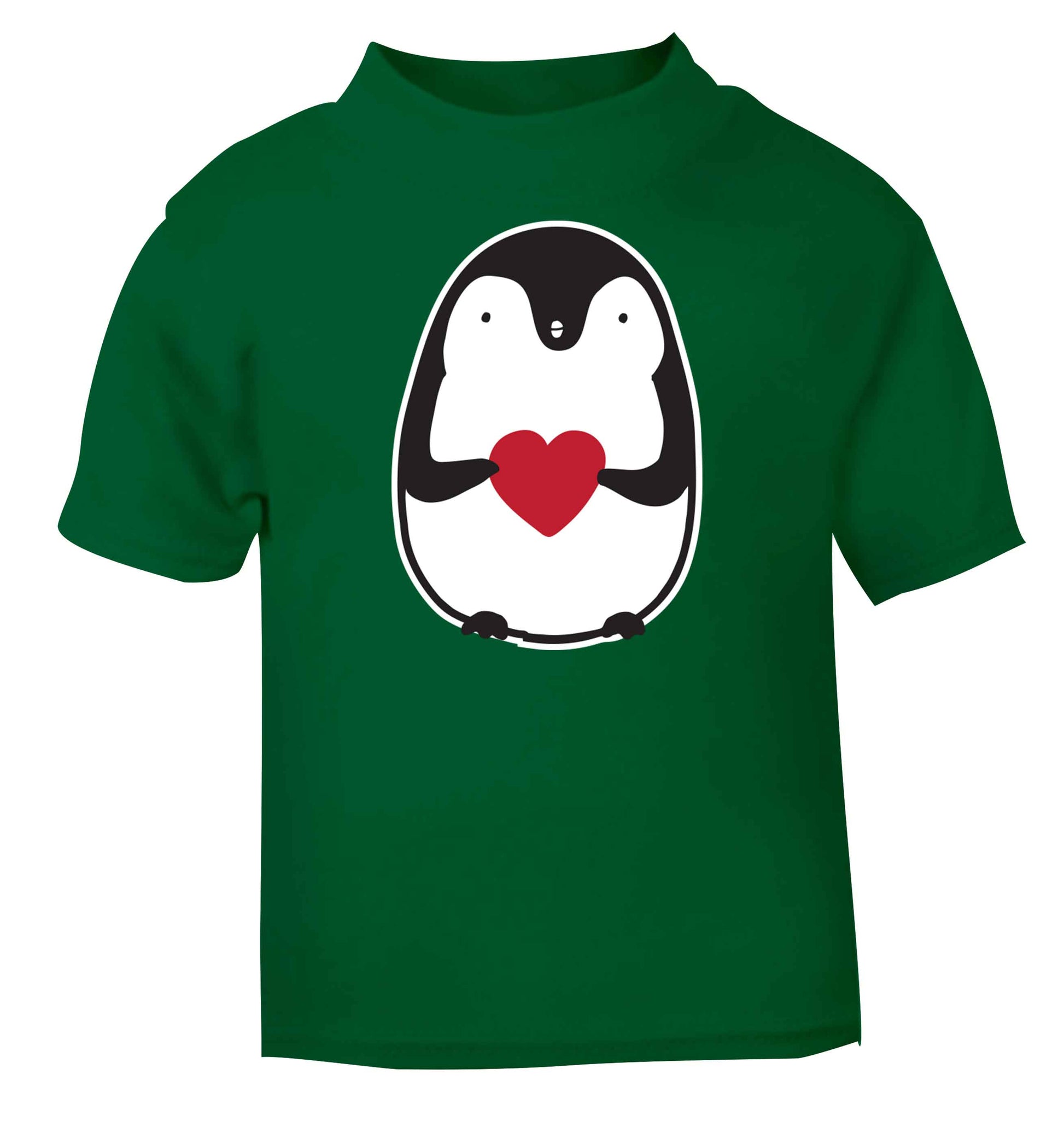 Cute penguin heart green baby toddler Tshirt 2 Years