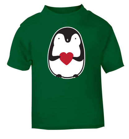 Cute penguin heart green baby toddler Tshirt 2 Years